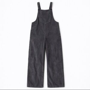 Zara Women’s Gray Corduroy Overalls Jumpsuit Wide Leg Button Straps Small